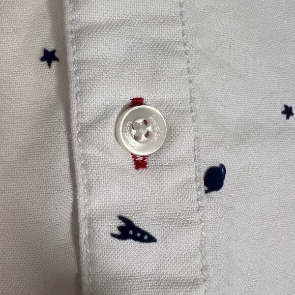 Boden Boy's Toddler Printed Button-Up Shirt 2-3T 98 cm White Long Sleeve Casual - Picture 3 of 6